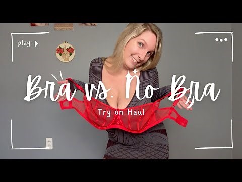 Try on, bra vs. no bra, stability jump test, purple mini dress