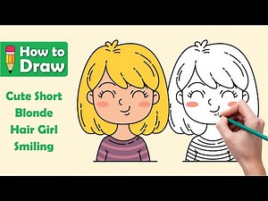 😊 Draw a Smiling Blonde Girl with Short Hair! Easy Guide for Beginners 🎨 #CuteArt #DrawingTutorial