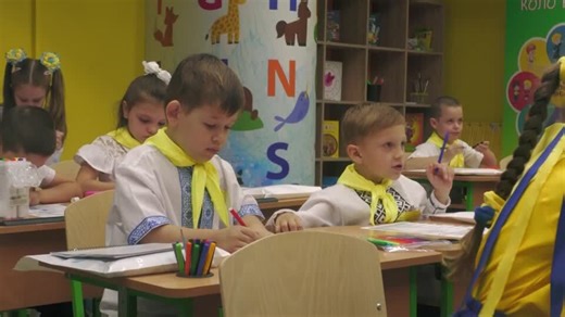 Children return to school in Ukraine's Kharkiv as Russia bombards city