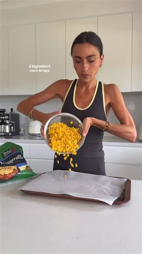 Day 5/5 of my most popular recipes, back for 2026: 2-ingredient corn wraps 🌽🌮 Used these to make the most delicious fish tacos - filled with cabbage, avo, coriander, fish and drizzled with sriracha mayo (kewpie, sriracha, honey, rice wine vinegar & a lil bit of soy!) 1 can corn (400g, drained – about 1½ cups) 3/4-1 cup mozzarella, grated Method: 1. Preheat oven to 200°C (fan-forced) and line a tray with baking paper. 2. Add corn and separate into 3 rounds. 3. Sprinkle each with mozzarella. 4. 