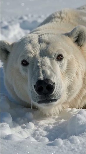 Chill Polar Bear Enjoying a Snowy Day (Arctic Wildlife 4K) #polarbear #auroraworld #ytshorts