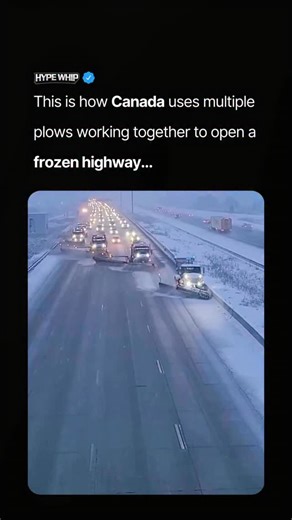 HYPEWHIP on Instagram: "🇨🇦 Few sights on a Canadian highway are as imposing as the “Conga Line,” a synchronized formation of snow plows dominating the road. This technique, officially known as echelon plowing, utilizes a staggered diagonal line of trucks to clear every lane in a single, coordinated pass. By pushing snow from the leftmost lane all the way to the right shoulder in a continuous wave, the fleet prevents dangerous ridges of frozen snow from building up between lanes. Although it cr