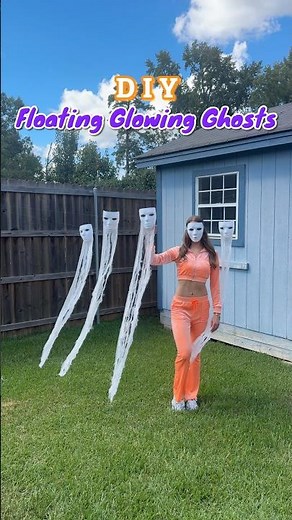 DIY FLOATING GLOWING GHOSTS 👻 Cool and cheap outdoor Halloween decor! #halloweendiy #halloweendecor