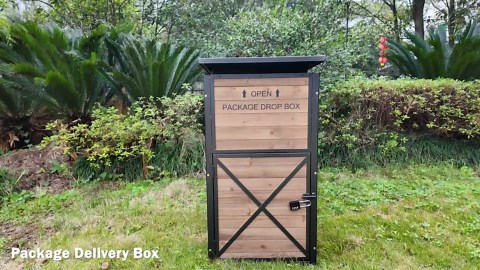 GUTINNEEN Package Delivery Boxes for Outside, Metal Frame Large Parcel Drop Box with Combination Lockable, Secure Anti Theft Package Delivery Box for Porch Curbside