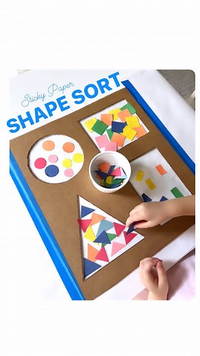 Rozanne | Bright Little Brains | My kids LOVE “sticky paper” activities! 😊 I saw this once and can’t remember where but it’s great to also do this on a vertical surface!... | Instagram