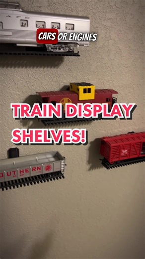 Made NEW Train Track shelves for displaying HO scale train cars! Hadn’t even thought about displaying train sets, but you gotta!! Check it out, link in bio! #hoscale #hoscaletrain #modeltrains #traincollection #superherodiy