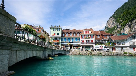 Interlaken Switzerland beautiful town between Lake Thun and Lake Brienz (4K)