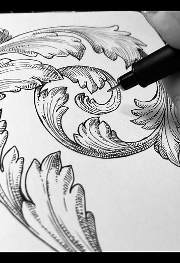 Ornamental Drawing Exercise: Acanthus Style Techniques