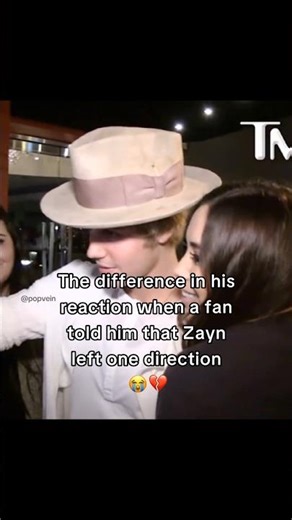 The difference in Justin Bieber's reaction when a fan told him that Zayn Malik left one direction 😭💔