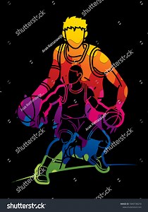 Group Basketball Players Action Cartoon Sport Stock Vector (Royalty Free) 1840738270 | Shutterstock