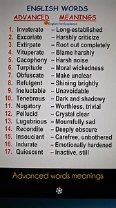 Advanced words & meanings.💯🧑‍💻 #english #education #fblifestyle #englishlanguage #englishvocabulary | English Par Excellence