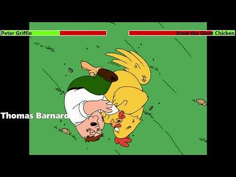 Peter Griffin vs. Ernie the Giant Chicken (Second Fight) with healthbars