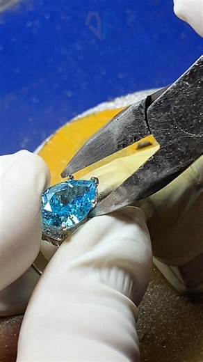 Blue gemstone prong setting process#jewellery #jewelry #silver #ring #gemstone #factory #accessory