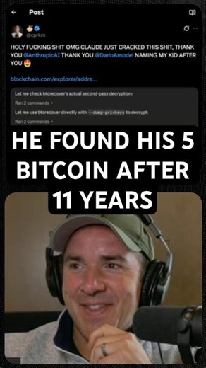 Guy recovers 5 Bitcoin after trying for 11 years, by using AI! 👇