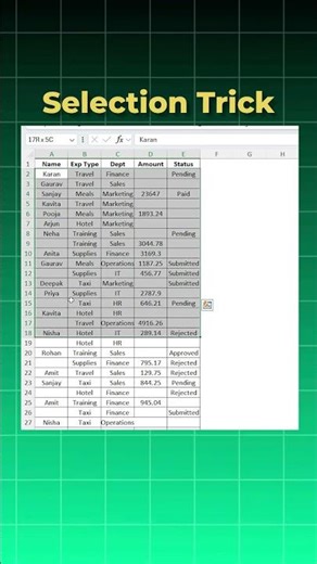 Select Entire Data Range in 1 Shortcut | Excel Trick for Beginners
