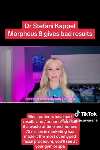 Dr stefani kappel honest review of Morpheus 8 and anecdotal data from her patients, who have had bad or no results from this treatment. #morpheus8damage #radiofrequency #ultherapy #morpheus8 #morpheus8face #hifu #thermage #vivace #facialdamagefromradiofrequency #profoundrf #rfmicroneedlingtreatment #dramirkaram #drstefanikappel