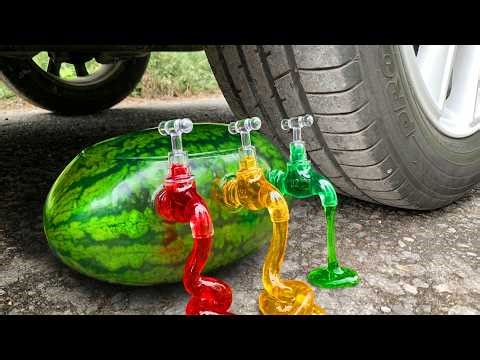 Car Crush Jelly Watermelon Experiment Test | Crushing Crunchy & Soft Things vs Car | 999 ASMR