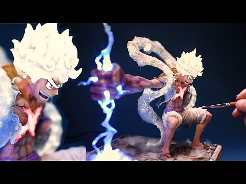 How to make ONE PIECE Luffy Gear 5 Nika holding lightning blot diorama / clay / figure