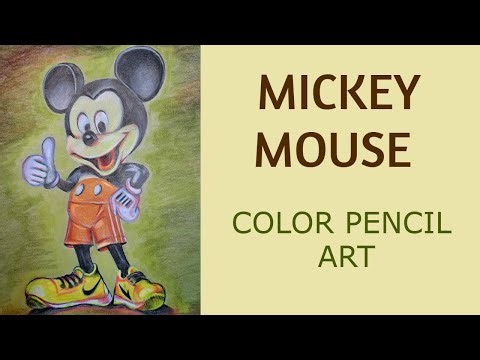 Mickey Mouse Color Pencil Art #artvideo #cartoondrawing #colorpencildrawing