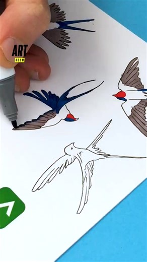 An easy way to draw a swallow 🐦✍️ #drawingtechnique #foryou #tutorial #swallow #easytips | Art Room