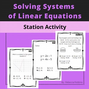 Solving Systems of Linear Equations Stations Activity. (Bonus Challenge Station)