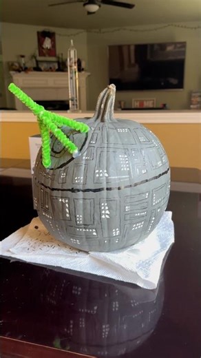 I decorated this Death Star pumpkin this week! #starwars #pumpkin #foryou #fyp #halloween #deathstar