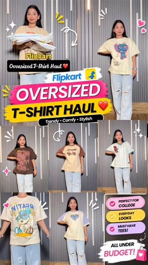 Flipkart Oversized T-Shirt Haul Under Budget Must-Have Graphic Tees! #FlipkartFinds #oversizedtee