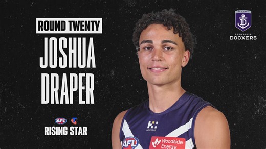 He's getting better with every game 💫 Dockers defender Josh Draper is the round 20 Telstra AFL Rising Star nominee. | AFL