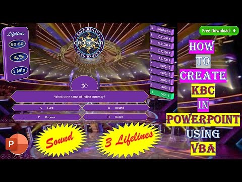 How to create KBC quiz having 3 lifelines in PowerPoint using VBA | Free template | #kbc