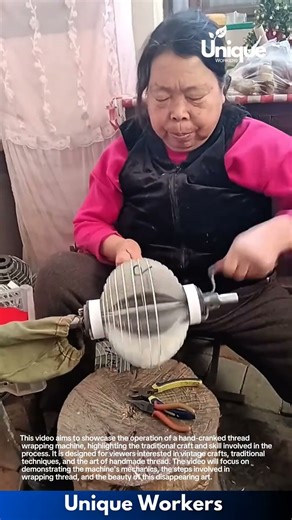 Hand-cranked thread wrapping machine: traditional craft