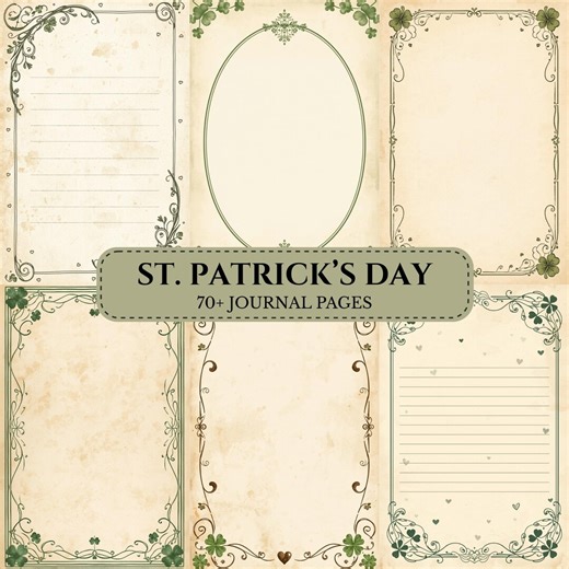 St Patrick’s Day Junk Journal Kit | Vintage Shamrock Scrapbook Paper | Printable Writing Pages - Etsy
