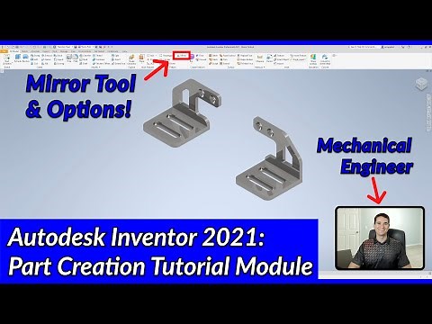 Mirror Tool and Options - Autodesk Inventor Part Tutorial | Autodesk Inventor 2021: IN DEPTH