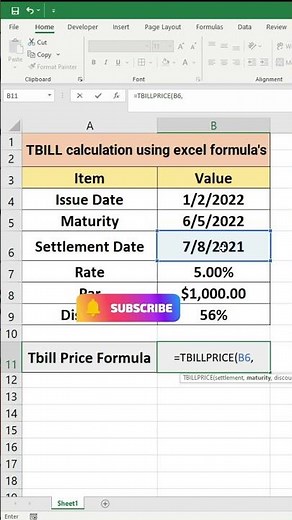 📊 T-Bill Calculation Using Excel Formulas – Step by Step Guide! 💹