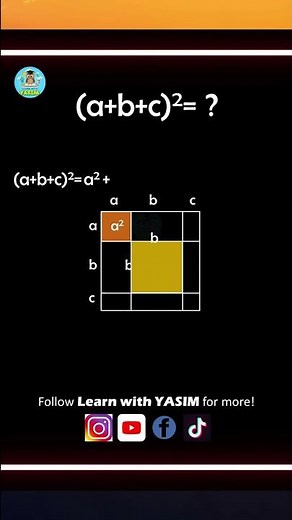 Algebraic identity (a+b+c)^2 proof by using geometry| Visualisation of algebraic identity (a+b+c)^2