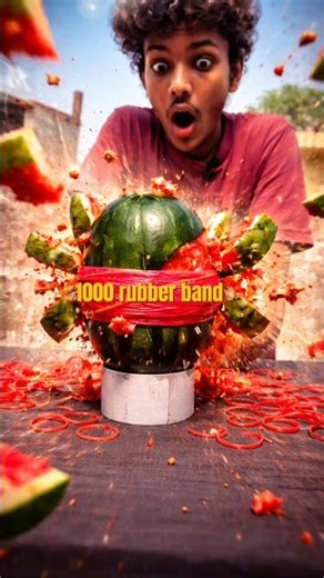 Exploding a watermelon with rubber bands!#shorts #ytshorts #youtubeshorts #minivlog #food #foodie