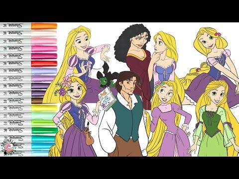 Disney Princess Coloring Book Compilation Tangled Rapunzel Flynn Rider Mother Gothal Arianna Pascal