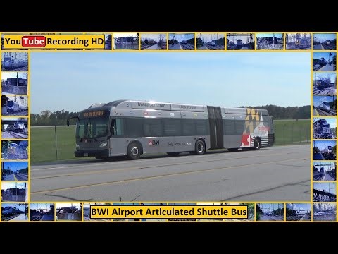 BWI Airport Articulated Shuttle Bus - YouTube Recording HD