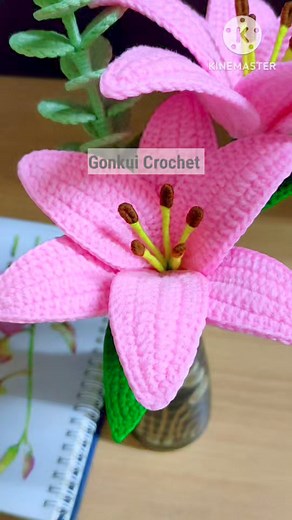 52K views · 901 reactions |  Easy Crochet Lily Pink Flower  Full video tutorial on YouTube Gonkui Crochet step by step #fbreels #reels #crochet #crochetflower #gonkuicrochet | Gonkui Crochet & Chapa crochet craft | Facebook