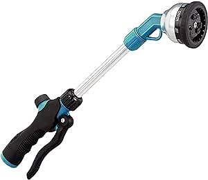 Watering Wand,10 Spray Patterns Water Wand,16 Inches Hose Wand with Flow Control for Watering Porch Plants,Garden Yard (Blue)