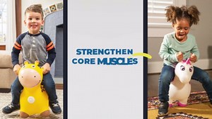 Waddle Bouncy Animal Hopper - Inflatable Hopping Animals, Indoors and Outdoors Fun, Pump Included, Riding Toys for Boys and Girls Ages 2 Years and Up, Blue Super Hero Dog