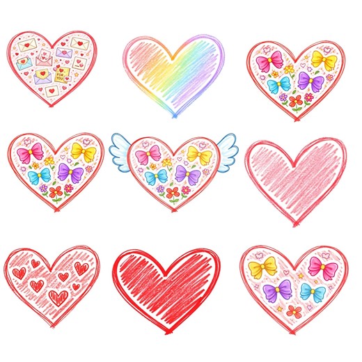 Valentine Doodle Hearts PNG Clipart Bundle | Hand-drawn Love Hearts (digital Download) - Etsy