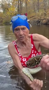 85-Year-Old Granny Pulls LIVE PYTHON From River With Bare Hands 😱🐍 Timmy Loses It #shorts