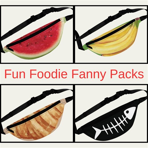 Foodie Print Fanny Pack: Fun Sling Bag for Travel & Festivals - Etsy