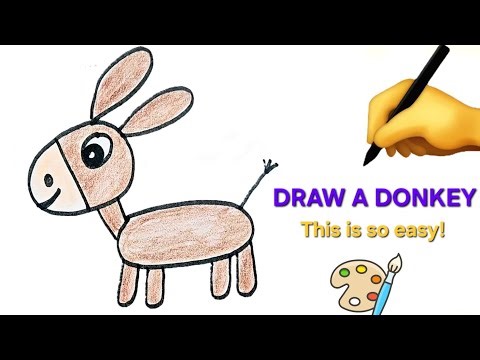 Easy Donkey Drawing for Kids 🫏 | How to Draw A Donkey Step by Step