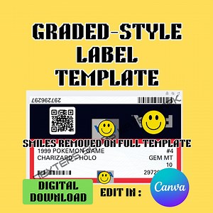Custom Graded-style Card Slab Label | Editable Digital Download - Etsy