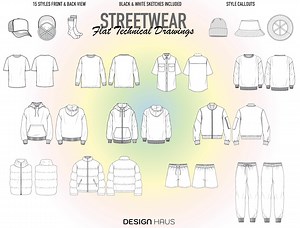 FLAT TECHNICAL DRAWINGS - Streetwear Edition - Etsy