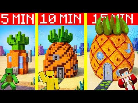 SPONGEBOB HOUSE Build Battle On Time In Minecraft - NOOB VS PRO CHALLENGE - Maizen Parody