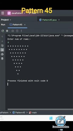 👉 Java Pattern Program ⭐ | Star Pattern Logic Explained Step by Step #coding #learnwithrehan #java