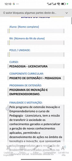 Projeto de Extensão em Pedagogia na Unopar