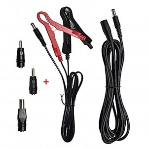 12V DC 5.5x2.1mm Male Alligator Clips Cable 18AWG 5ft with DC8mm,DC3.5x1.35mm,DC4.0x1.7mm, DC Extension Cord 10ft, Car Battery Charger Kit for RV, CCTV, Camera, Solar Inverter Generator